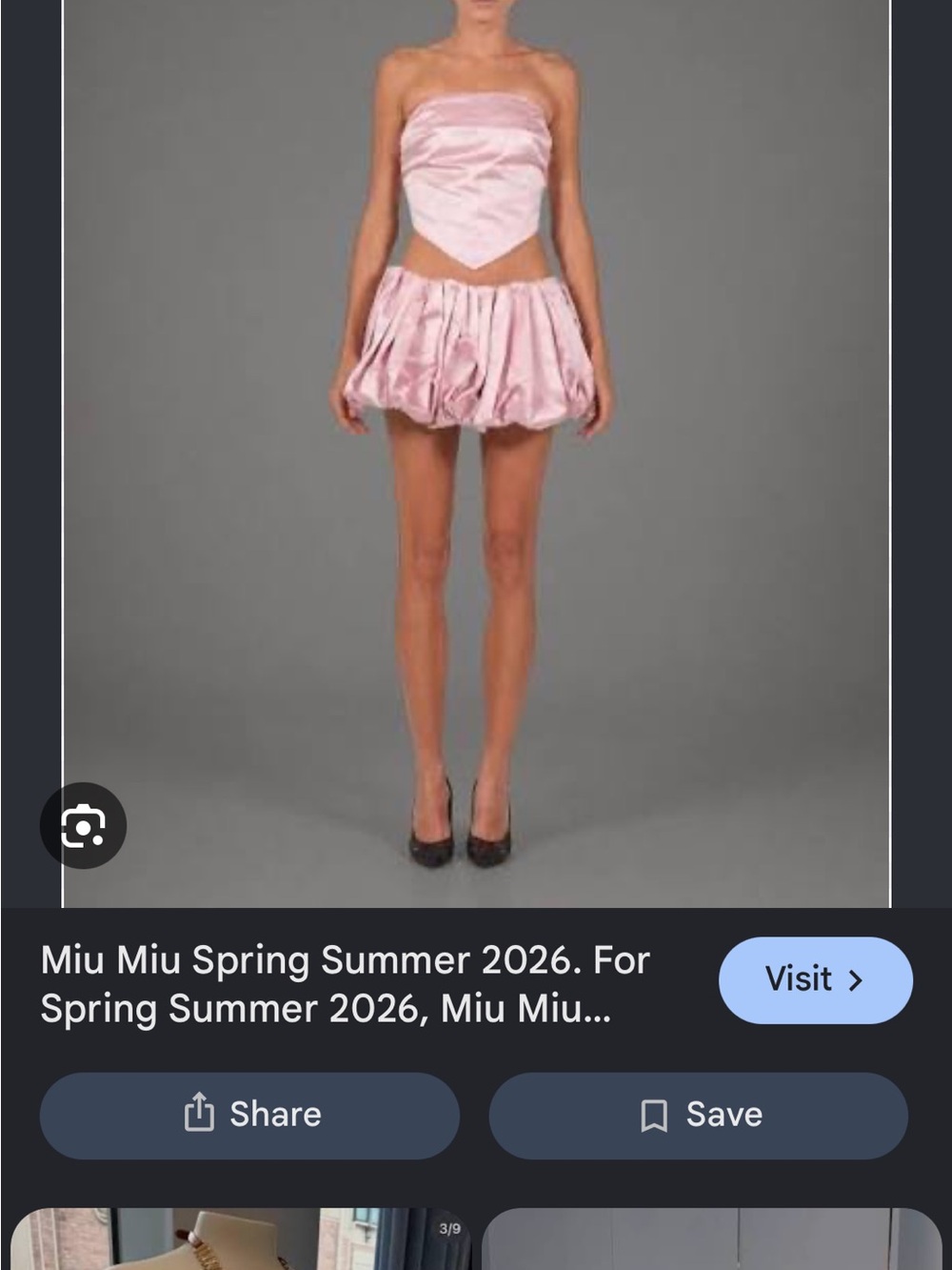 NFS!! ISO only Miu Miu Light Pink Satin Bubble Mini Skirt and Tube Top Set